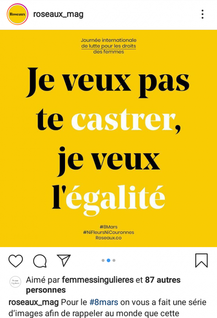 instagram post sur le droits de la Femme